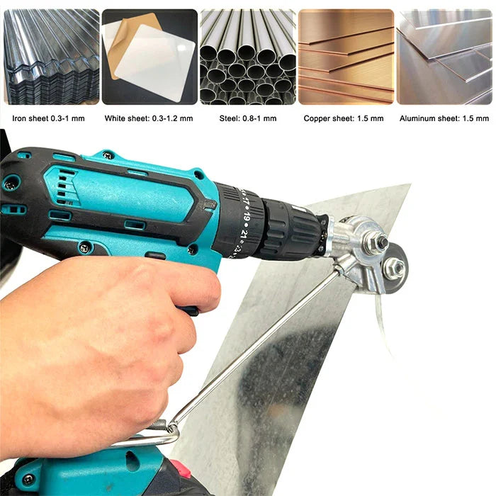 Adaptor pentru taiat tabla, cu role pentru bormasina