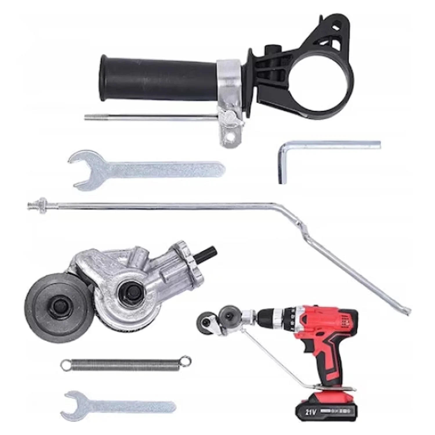 Adaptor pentru taiat tabla, cu role pentru bormasina