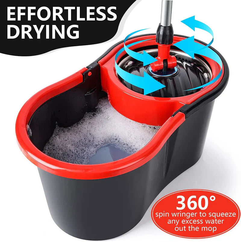 Set mop magic rotativ 360 grade , cu talpă și cuva din inox , 4 rezerve diferite + perie rosturi, rezerve incluse