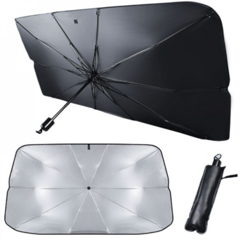 Pachet 1+1 Parasolar pliabil tip umbrela pentru parbrizul masinii, Protectie completa Uv