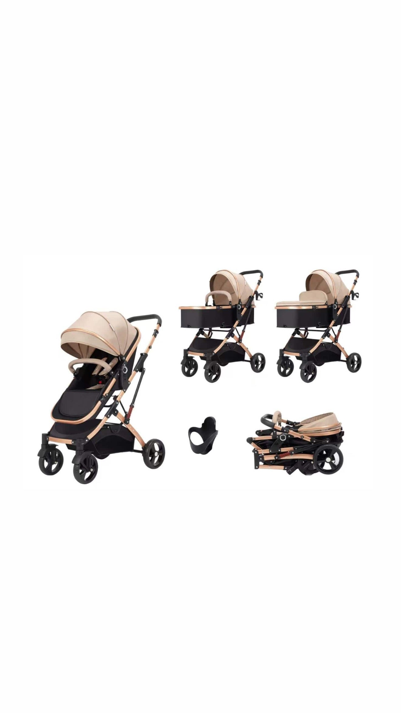 Carucior, 2 in 1 KIDOO® – Cărucior Pliabil cu Fața Inversă pentru Bebeluși cu Diverse Moduri, Cărucior Reglabil și Culisant