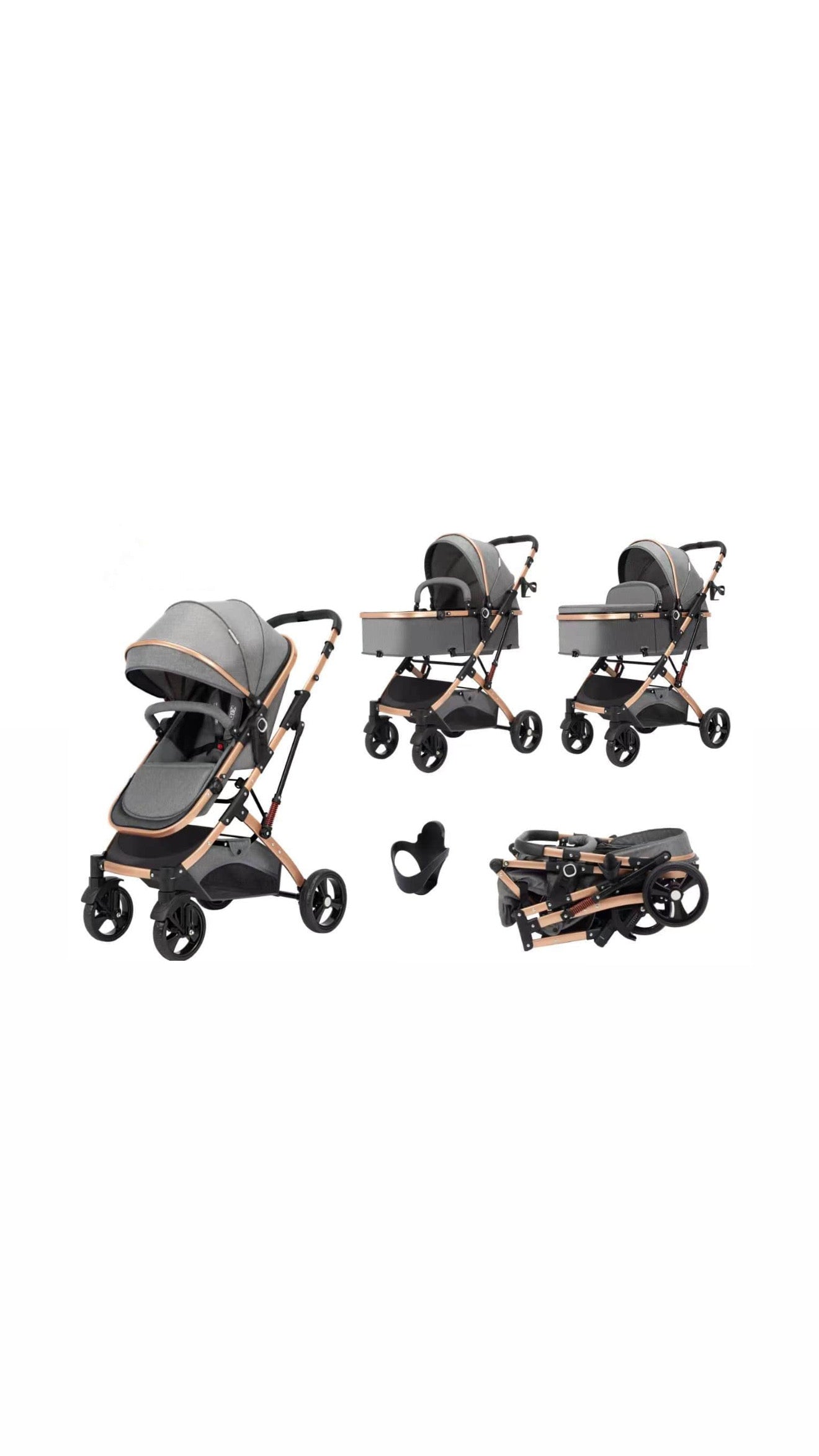 Carucior, 2 in 1 KIDOO® – Cărucior Pliabil cu Fața Inversă pentru Bebeluși cu Diverse Moduri, Cărucior Reglabil și Culisant