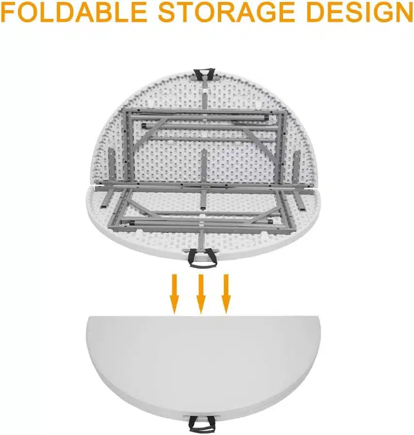 Masă Rotundă Pliabilă 150 cm, HDPE Profesional, 400 kg, pentru Evenimente și Catering