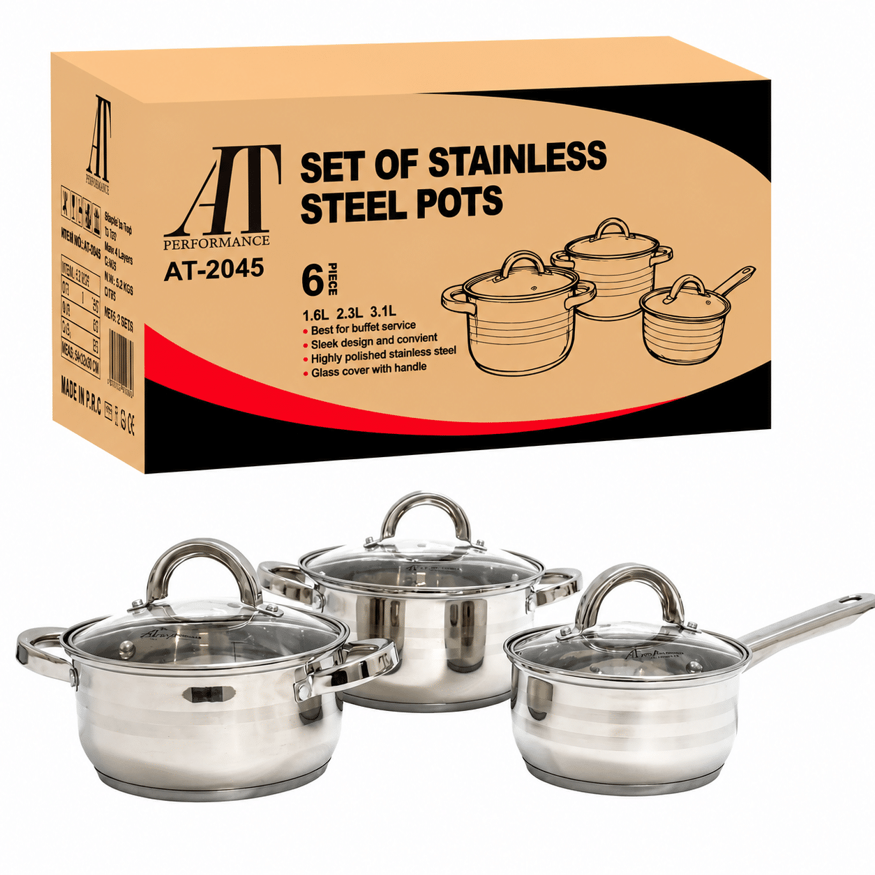Set Oale din Inox 3 Piese cu Capace din Sticlă – Compatibile Inducție, Rezistente și Durabile