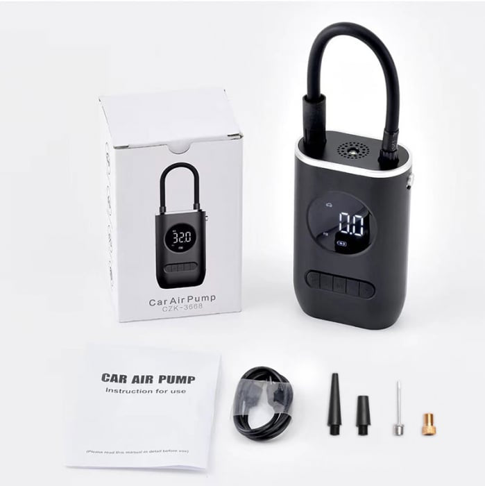Pompa de aer electrica pentru masina (Compresor), Multifunctionala, 4000 mAh, 120W, afisaj digital LCD, lanterna LED, incarcare USB, Portabila