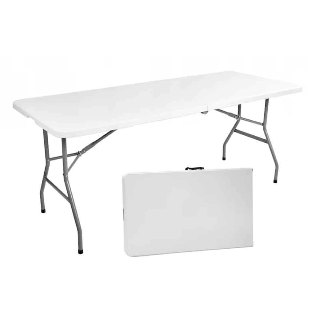 Masa plianta dreptunghiulara politilena, sigurante speciale, cadru din otel, maner transport, sustine 100 kg, 180 x 72 x 70 cm