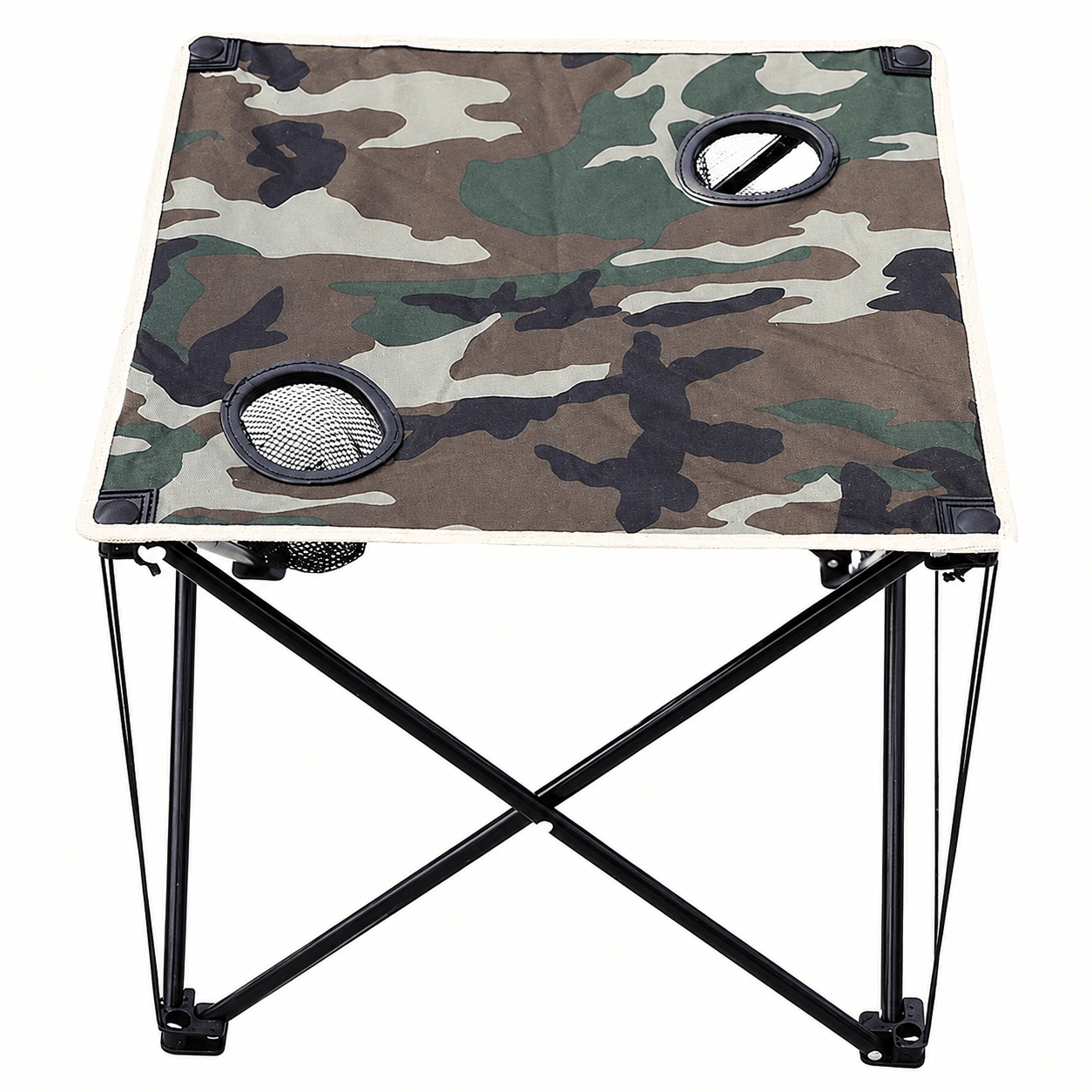 Set Camping Pliabil cu Masă și 2 Scaune Camuflaj, Geantă Inclusă, Suportă 100 kg, Model AT-2072