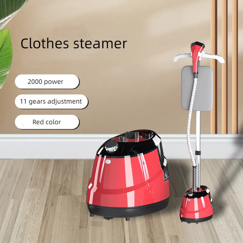 Aparat de Calcat cu Abur Vertical HOFFMANS 2 in 1 , 2000W, Profesional, Portabil, cu Masa de Calcat - Rosu