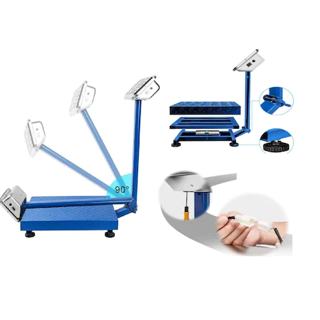 Cantar Electronic 500kg cu acumulator si platforma metalica din tabla striata, brat rabatabil
