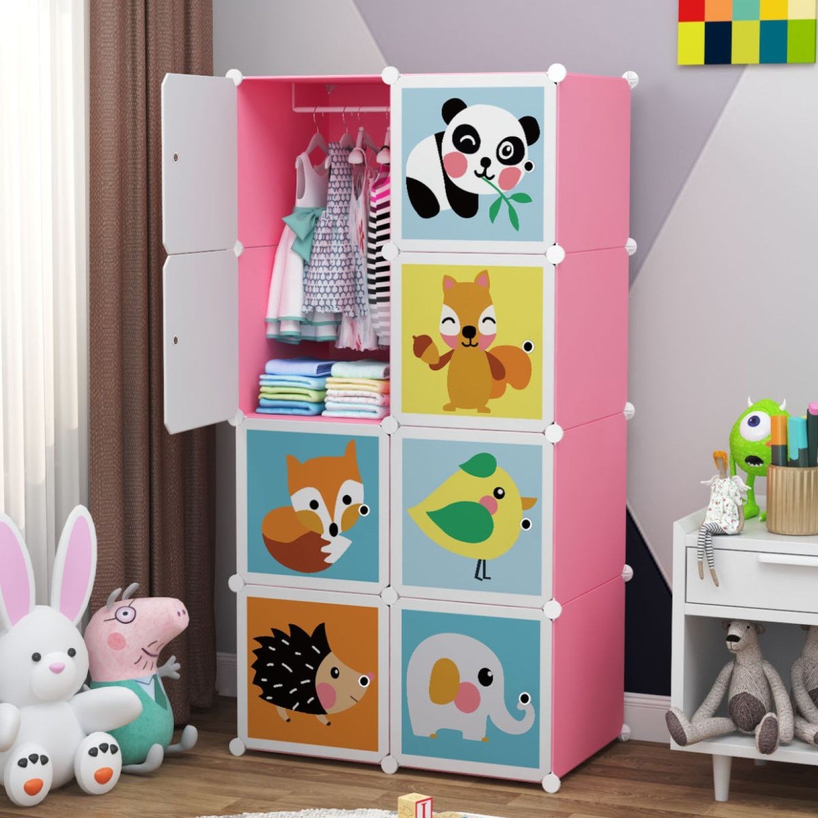 Dulap Copii din plastic , 8 Usi, 148x74x37 cm