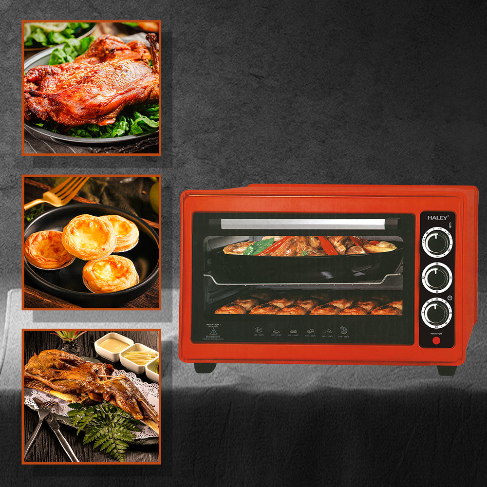 Cuptor cu Microunde HALEY 2000W, 48L – Roșu, Încălzire 360°, Design Separabil, Timer, Tuburi 304, Operare Simplă