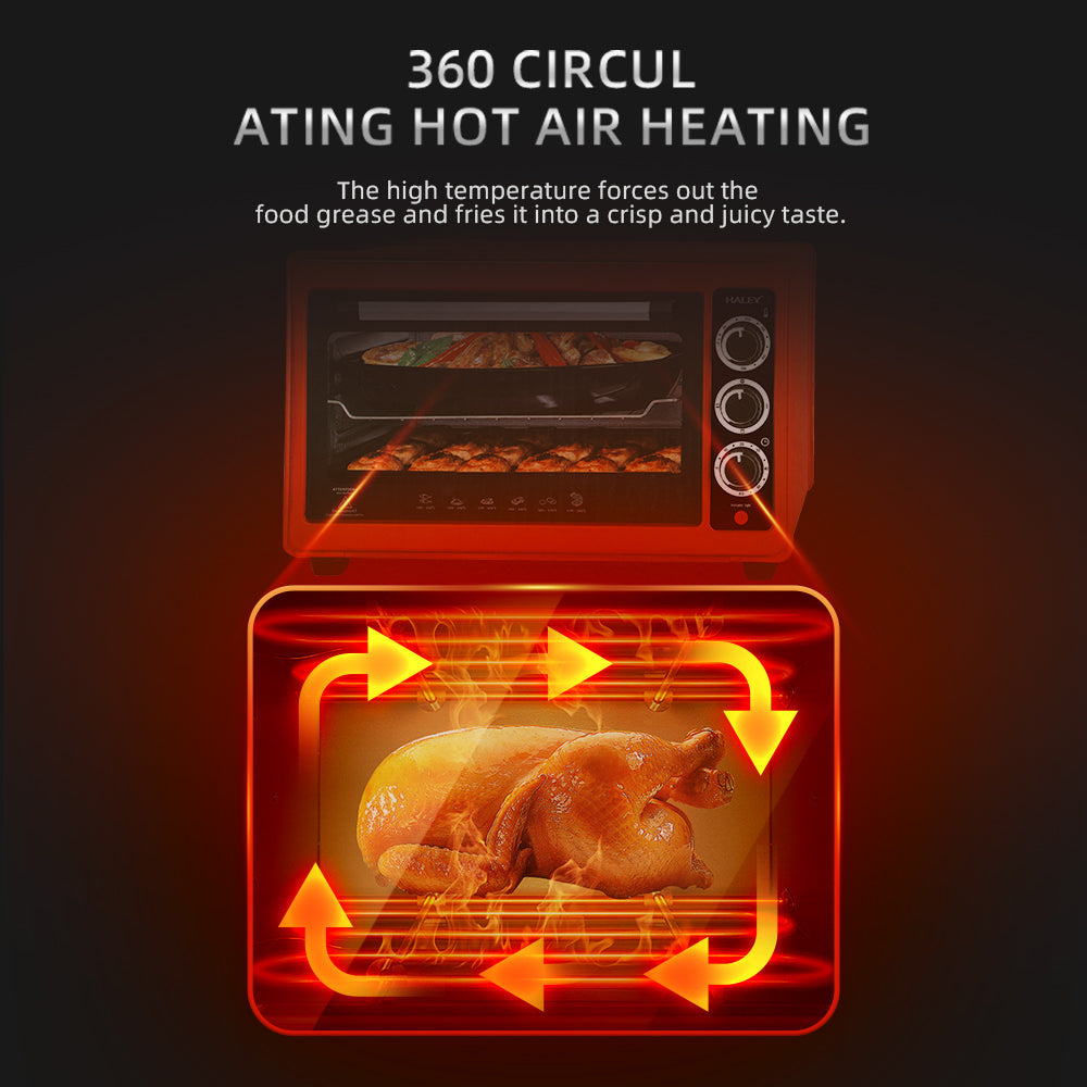 Cuptor cu Microunde HALEY 2000W, 48L – Roșu, Încălzire 360°, Design Separabil, Timer, Tuburi 304, Operare Simplă