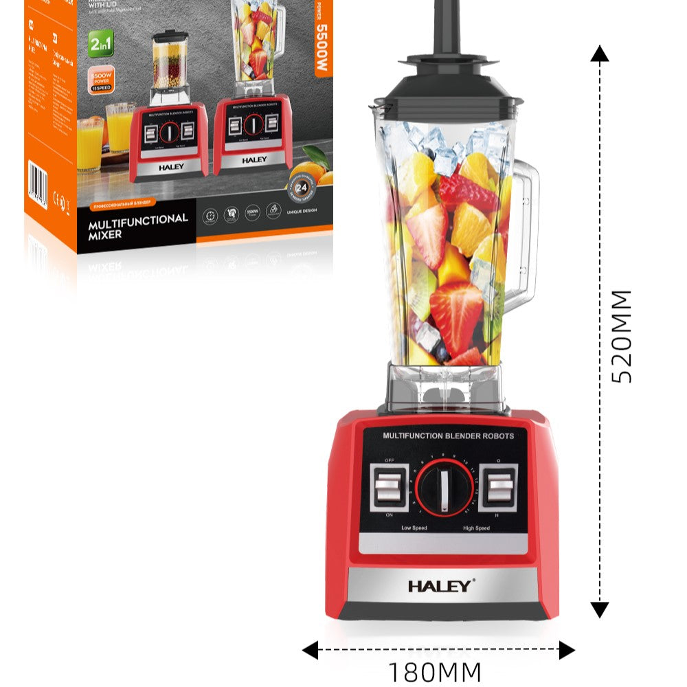 Blender Profesional HALEY HY-982, 5500W, Recipient 2.5L, Lame din Oțel Inoxidabil, Funcționare Umed/Uscat, Roșu/Negru