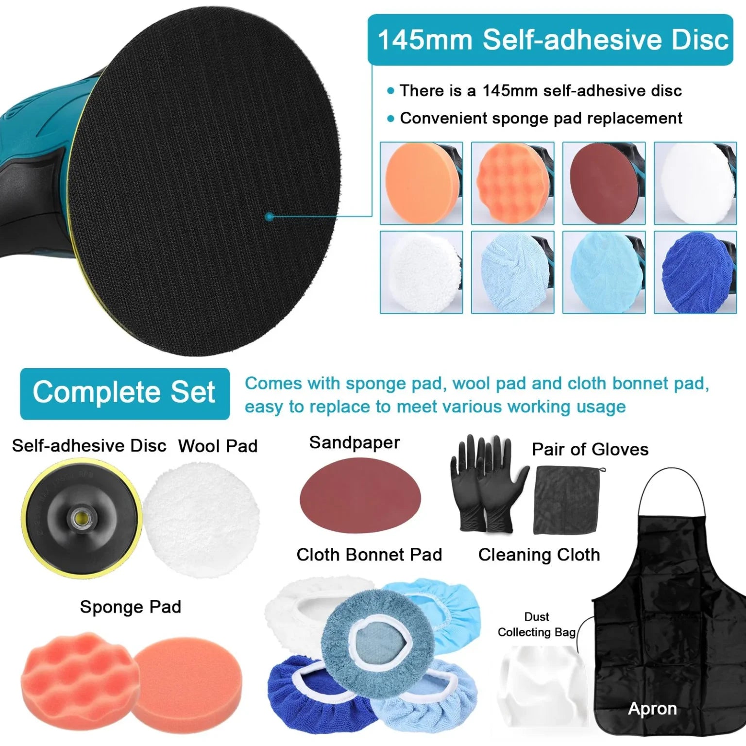 Aparat polish auto , 2 acumulatori 36V, fara fir , portabil , 2500-5000 Rpm , 8 viteze