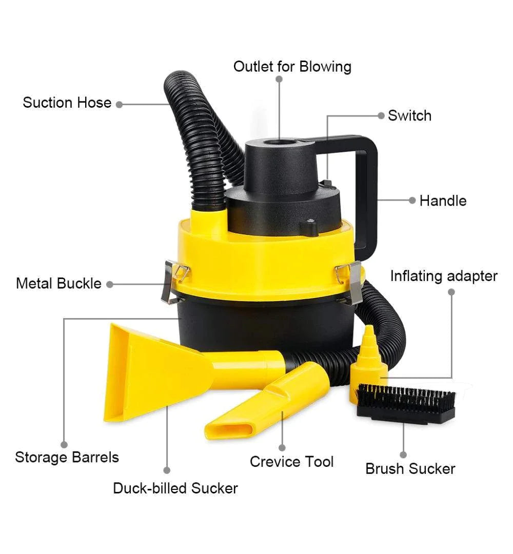 Aspirator auto portabil turbo performance Umed și Uscat 100W, 12 W