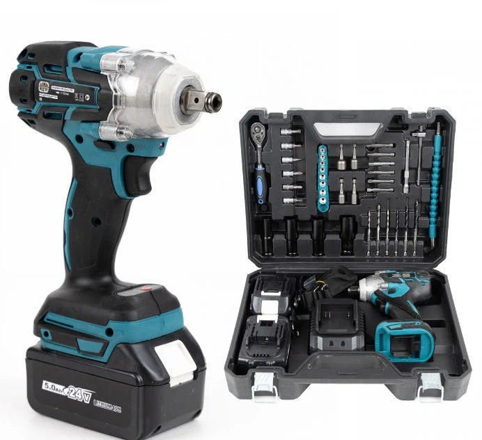 Cheie de Impact- Masina de Insurubat WERSTIL , 380Nm, 43 de Accesorii, 2 Acumulatori 48V si Valiza