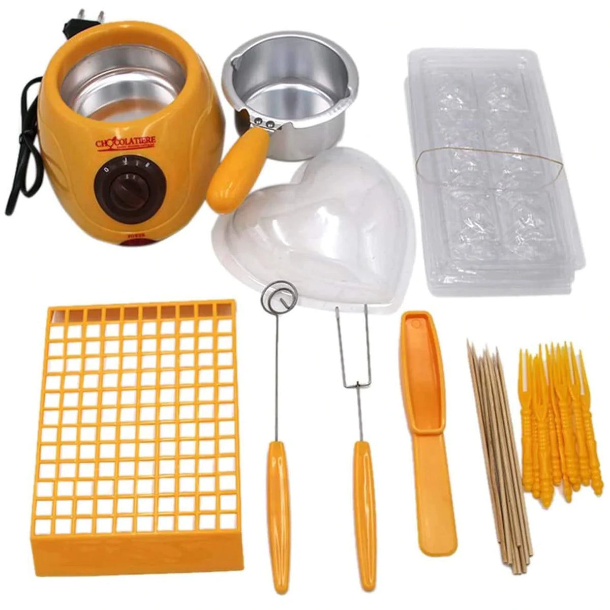 Aparat electric pentru topit ciocolata + set fondue - chocolatiere