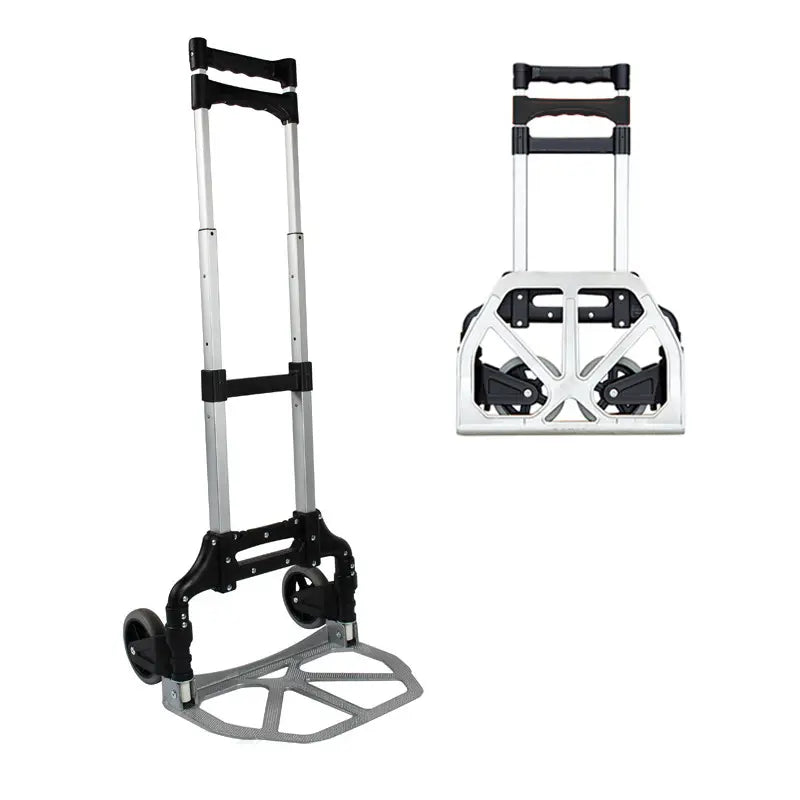 Carucior pentru cumparaturi pliabil cu platforma si maner extensibil, aluminiu