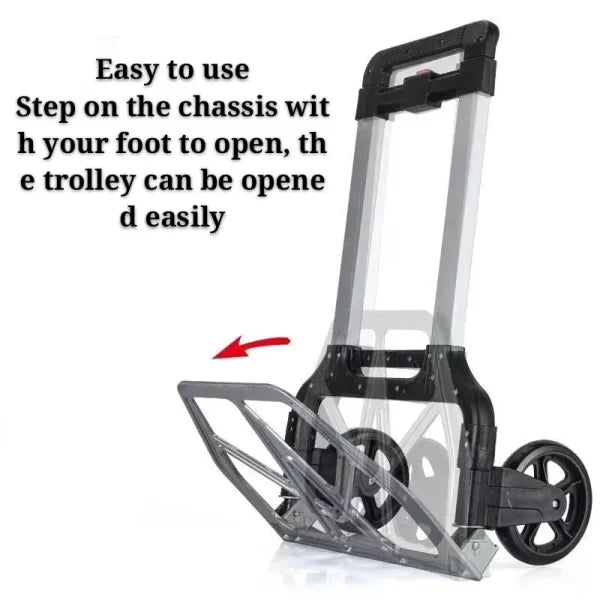 Carucior pentru cumparaturi pliabil cu platforma si maner extensibil, aluminiu