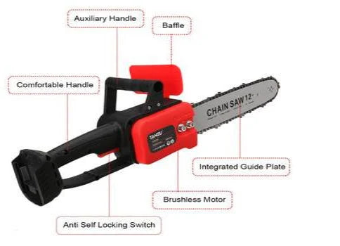 Drujba electrica cu lant 12 inch, cu 2 Acumulatori, 48V, Lithium, 4800rpm, 305mm