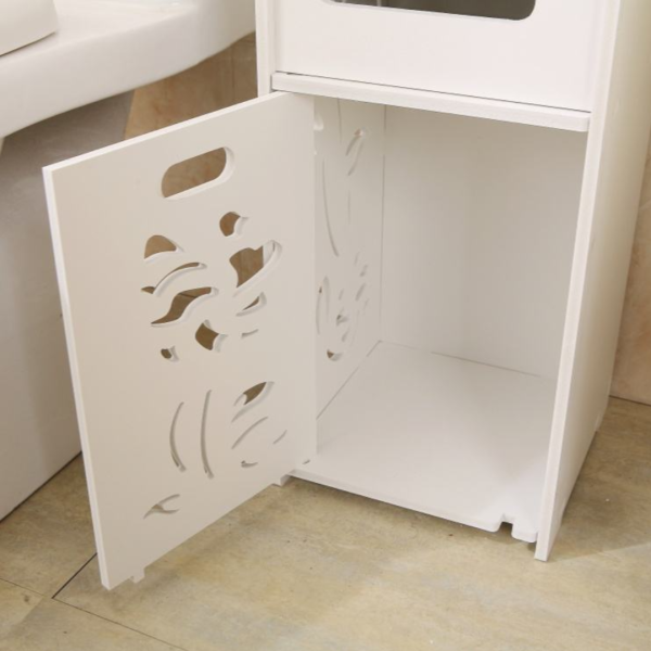 Dulap vertical de colt pentru baie, finisaje moderne,100 x 24 x24 cm alb