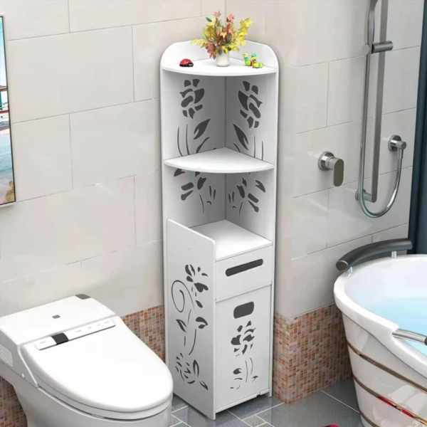 Dulap vertical de colt pentru baie, finisaje moderne,100 x 24 x24 cm alb