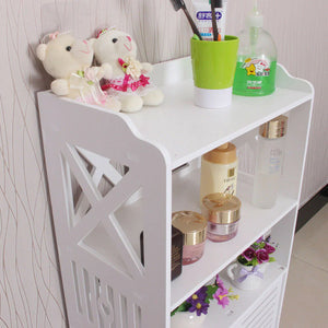 Dulap pentru baie din PVC cu 3 polite de depozitare, alb, 90 cm x 40 cm x 25 cm