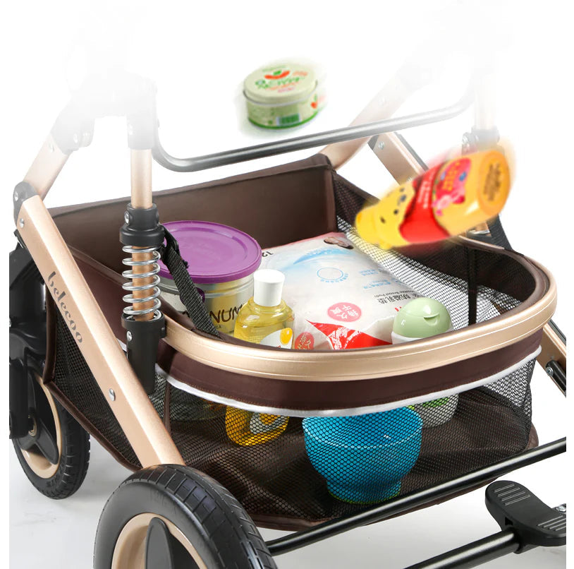 Carucior 2 in 1 pentru copii, pliabil, cu suspensii, transformabil landou-sport, 0-36 luni, cos pentru accesorii