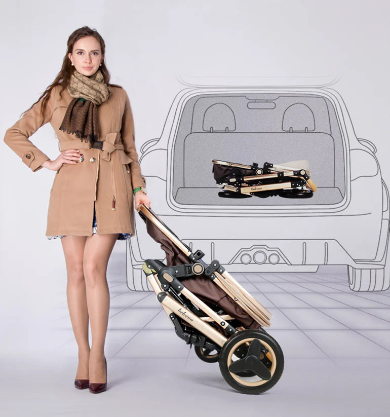 Carucior 2 in 1 pentru copii, pliabil, cu suspensii, transformabil landou-sport, 0-36 luni, cos pentru accesorii