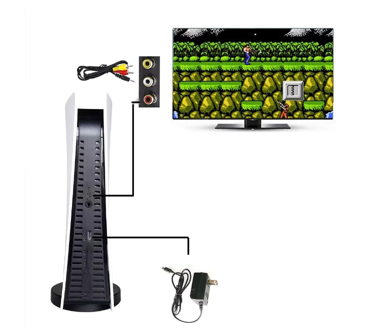 Consolă de jocuri video retro wireless GS5, 2 X controller fără fir, super 8 bit  game, alb/negru