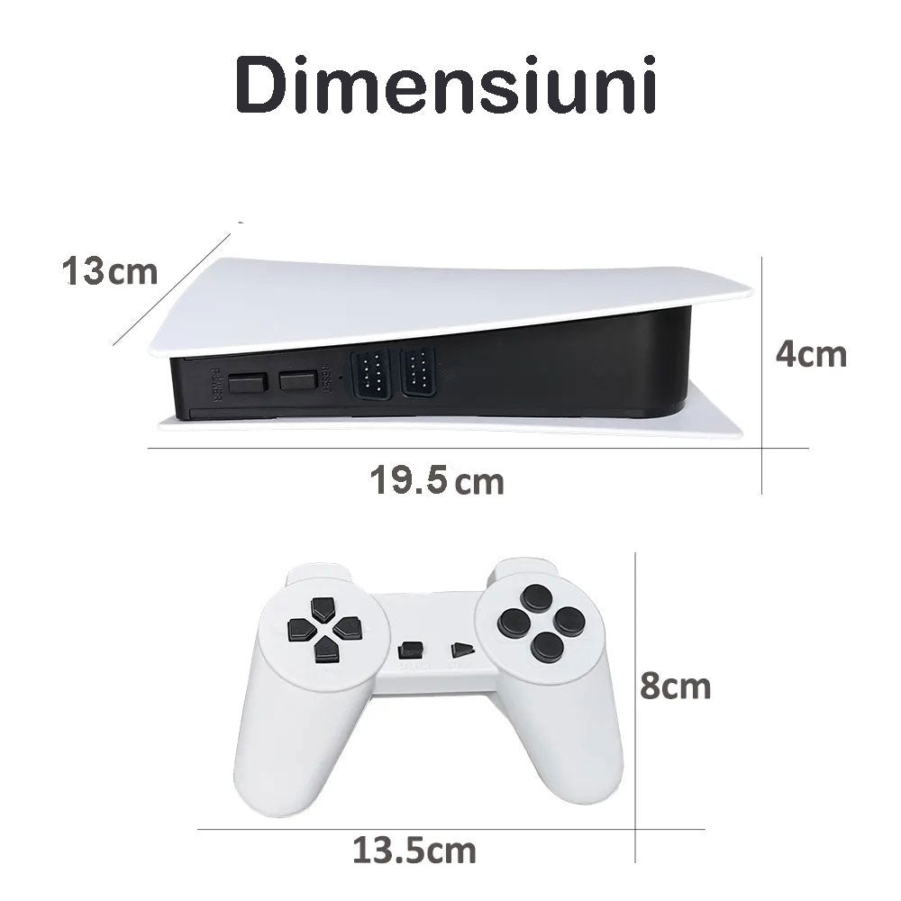 Consolă de jocuri video retro wireless GS5, 2 X controller fără fir, super 8 bit  game, alb/negru