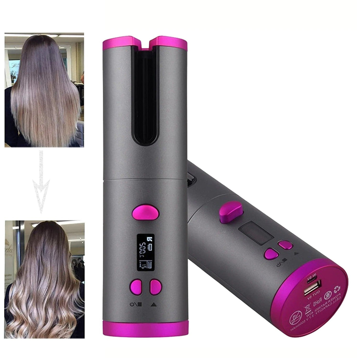 Ondulator ceramic wireless , automat , portabil , Baterie reîncărcabilă încorporată , Temperatură reglabilă 150 - 200C