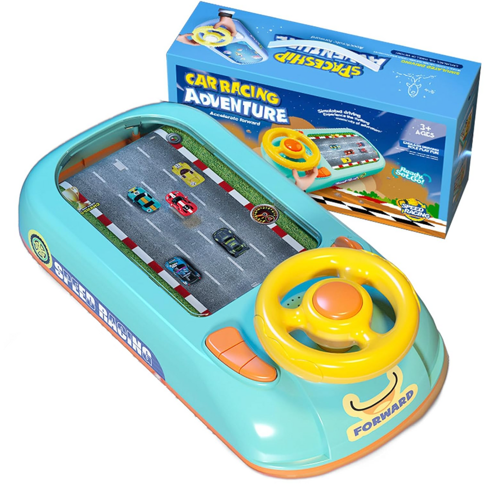 Jucarie Interactiva Volan, model circuit sau spatiu, sunete si functii, alimentare USB, pentru copii 3-6 Ani