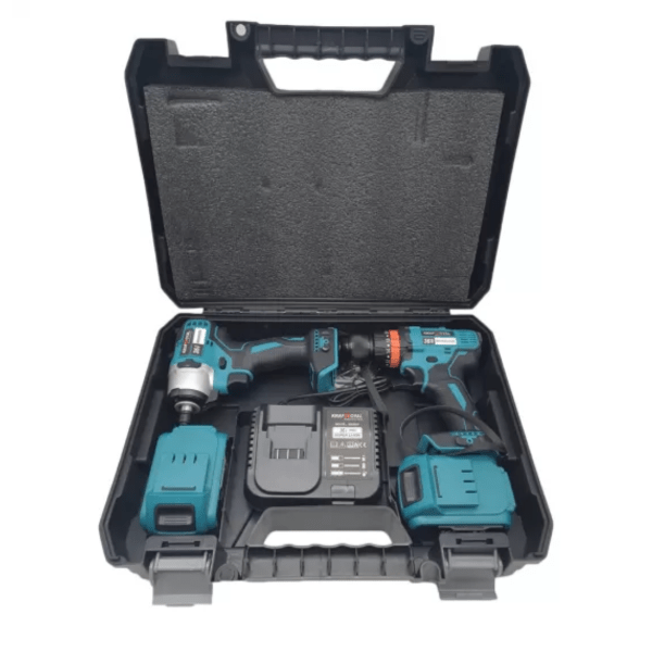 Set Mașină de Găurit și Mașină de Înșurubat cu Impact, 48V, 8Ah, Fără Fir, 2 Acumulatori, Valiză Transport