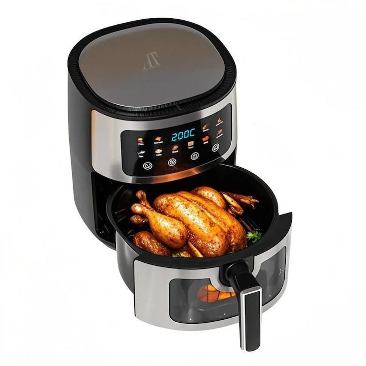 Friteuză cu Aer Cald AT PERFORMANCE 8L, 10 Programe Smart, 2800W, Panou Tactil, Circulație 3D Aer Fierbinte, Teflon Non-Stick + 100 Bucăți Hârtie de Copt CADOU