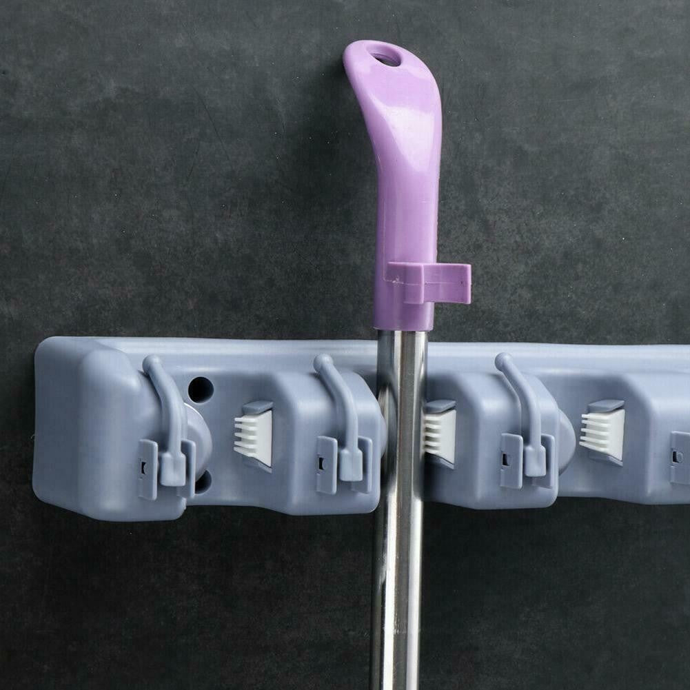 Suport multifunctional pentru mopuri si maturi Gigicial, compact, cu drenaj, 30x10x5cm