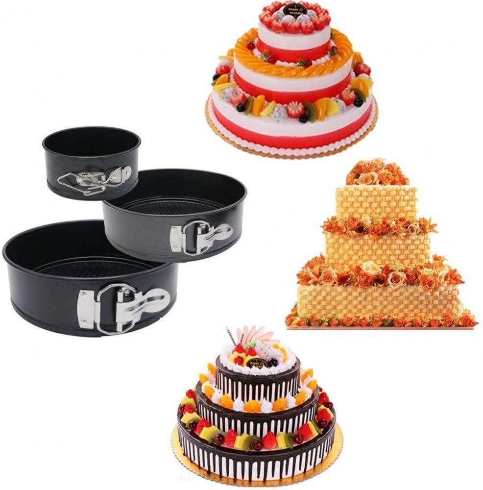 Set 3 tavi pentru tort cu suprafata antiaderenta si baza detasabila forma rotund