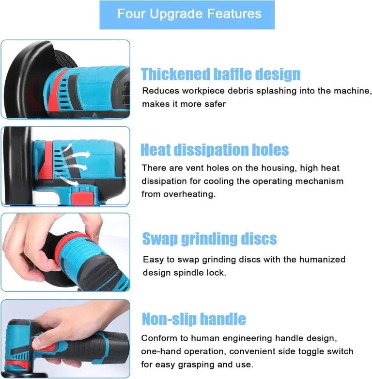 Mini Polizor unghiular portabil cu 2 acumulatori si 2 discuri, 24V