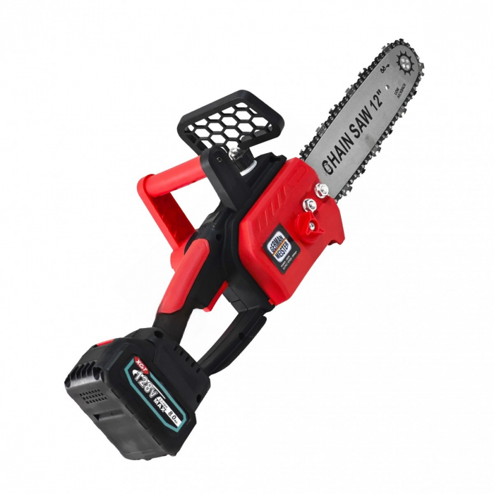 Drujba German Meister cu 2 Acumulatori 128V 8AH, Sistem ungere lant, Lama 12 inch