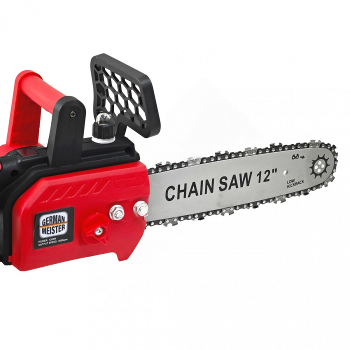 Drujba German Meister cu 2 Acumulatori 128V 8AH, Sistem ungere lant, Lama 12 inch