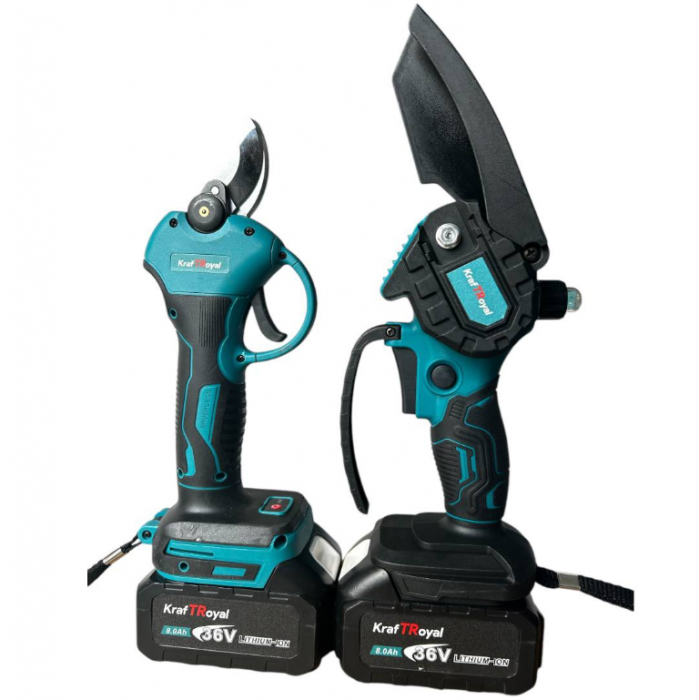 Trusa Foarfeca + Mini Drujba cu 2 Acumulatori 36V 8AH, KraftRoyal, 2 lanturi incluse + TRANSPORT GRATUIT