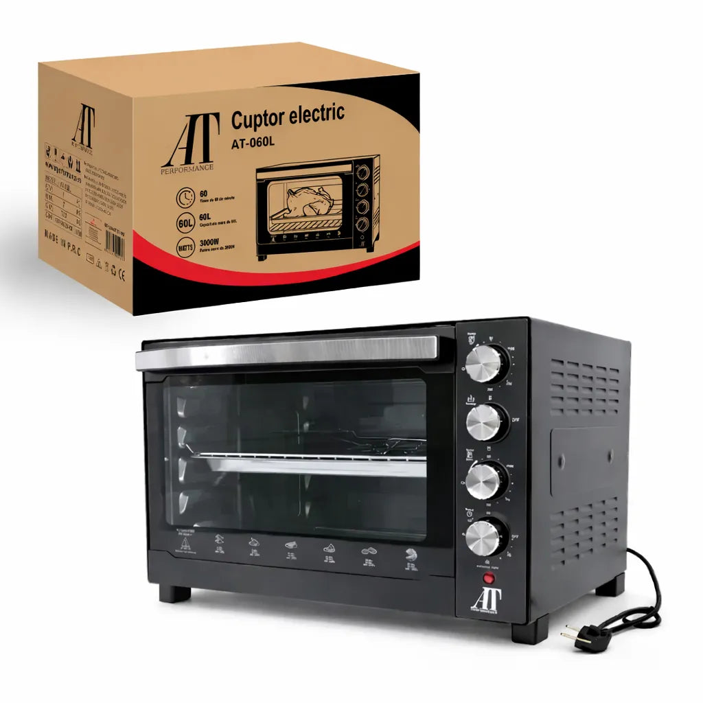 Cuptor Electric AT Performance AT-060L, 60L, 3000W, Timer 60 min, Negru