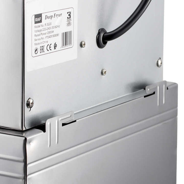 Friteuza Electrica Comerciala 2500W , un rezervor, usor de curatat, cos auto-strecurabil, blat din otel inoxidabil, capac pentru prevenirea stropirii, capacitate 6L, gri