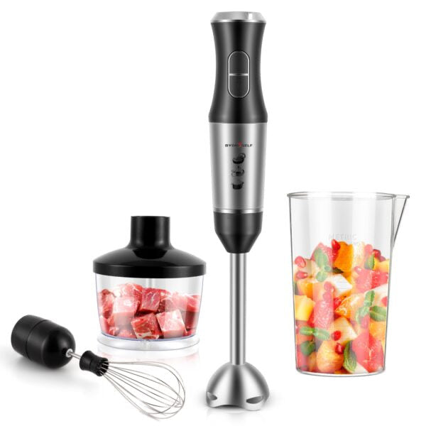 Set blender de mâna 4 in 1,  1600W cu 9 viteze și funcție turbo