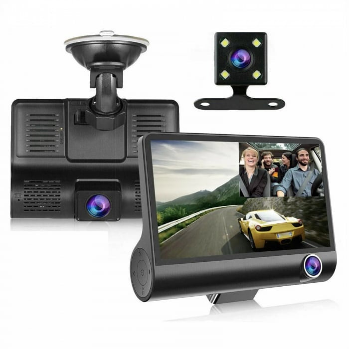 Camera auto tripla Blackbox L300-1, Full-HD, 3 camere-fata/spate/interior, ecran 4'', G Senzor
