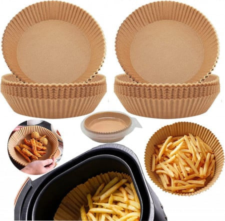 Pachet ! Friteuza cu aer cald , fără ulei , air fryer capacitate 6 L , ecran digital , funcție de coacere , + SET 100 Hârtii de copt