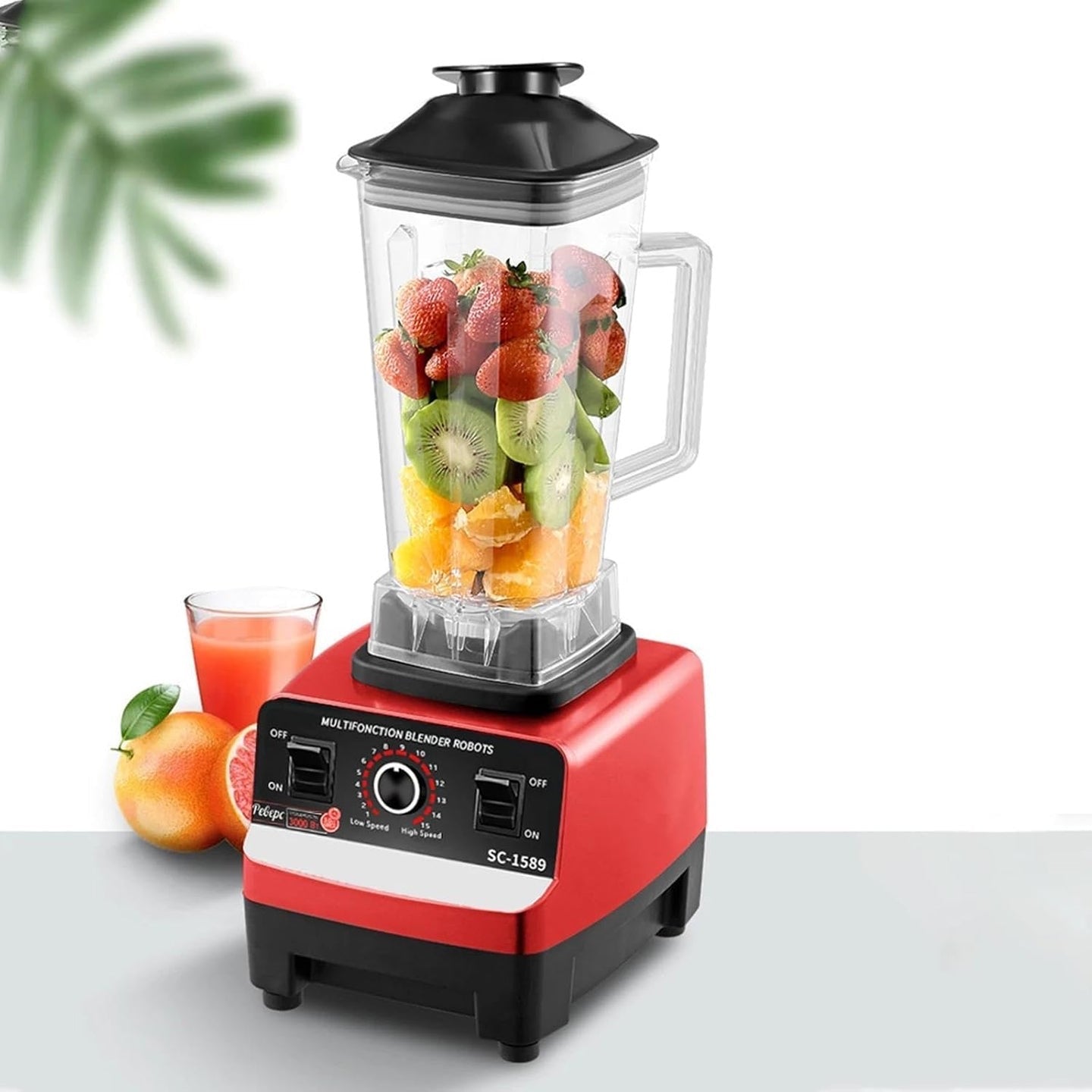 Blender Profesional de bucatarie 2 in 1, 2.5L, motor din cupru, 15 viteze, 5500W