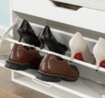 Dulap pentru pantofi tip bancheta, 100x 30 x 50 cm, Alb/Maro