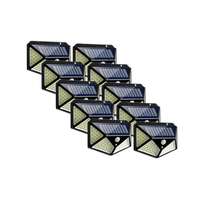 Set 10 x Lampa 100 LED cu panou solar, senzor de miscare 3 moduri de iluminare