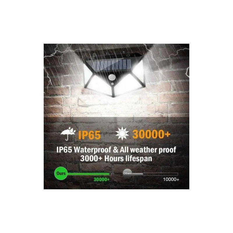Set 10 x Lampa 100 LED cu panou solar, senzor de miscare 3 moduri de iluminare